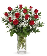 Roses with Baby's Breath - select color