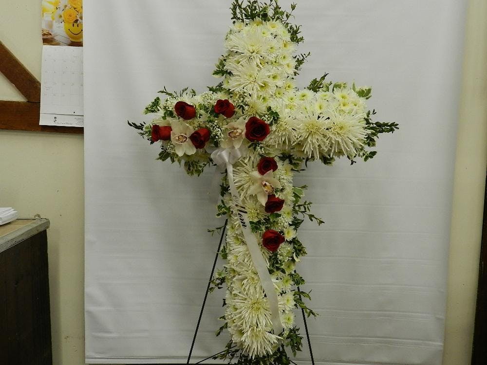Funeral Cross Available Same Day Flower Delivery to Derby, Shelton