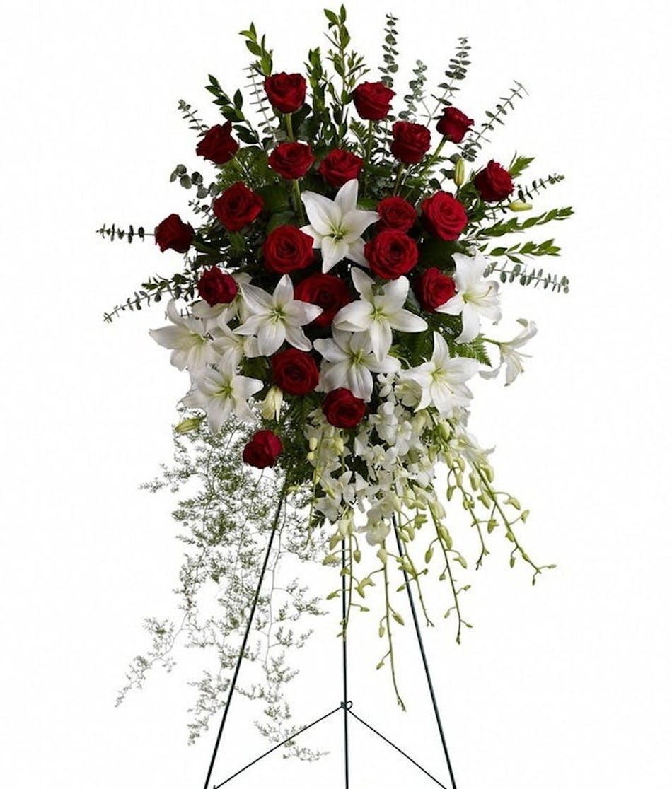 Lily and Rose Tribute Spray by Teleflora: Red & White ...