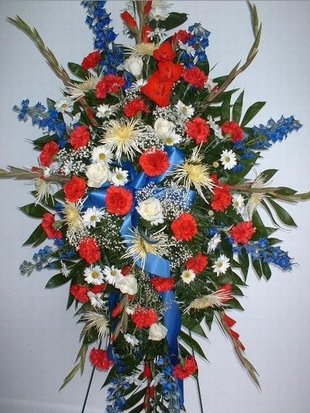 Standing Patriotic Tribute Available Same Day Flower Delivery to
