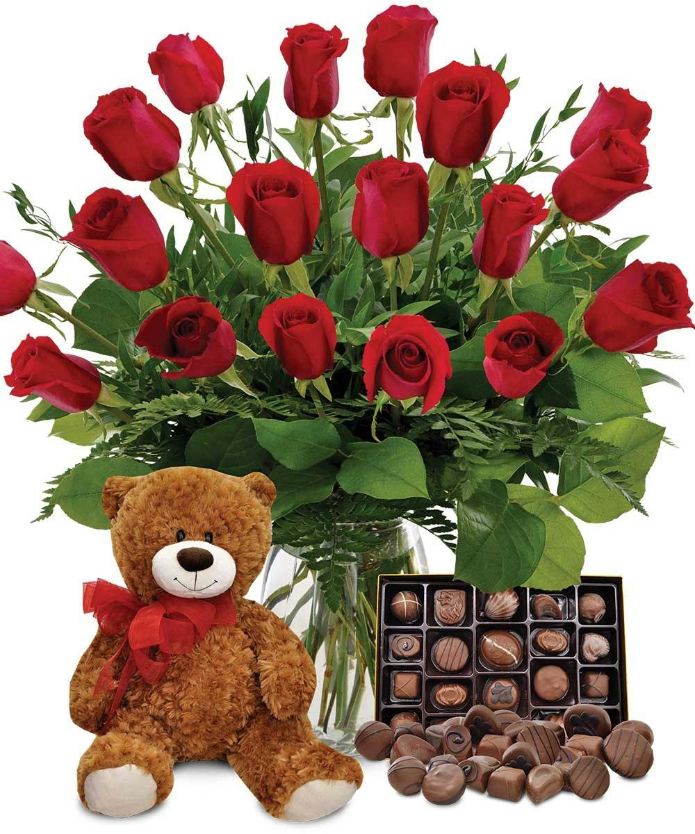 flowers chocolate and teddy bear delivery