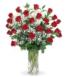 Roses with Baby's Breath - select color