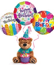 Plush Birthday Bear with Balloons