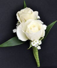 Sweetheart Spray White Roses Boutonniere